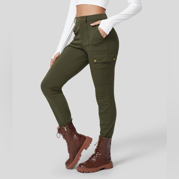 HALARA high Waisted Button Zipper Multiple Pockets Skinny Cargo Pants S - Picture 3 of 3